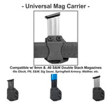 DSTACK - Universal Ambidextrous IWB Double Stack Magazine Carrier 9mm, .40S&W