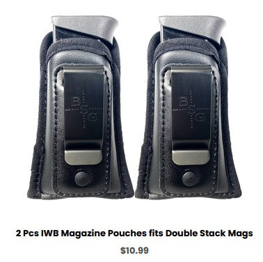 FNH 509 Compact Midsize - 2 Pcs IWB Magazine Pouches fits Double Stack Mags - IWB Mag Carriers