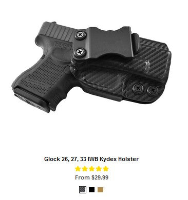 G26 Glock 26, 27, 33 IWB Kydex Holster - IWB Holsters