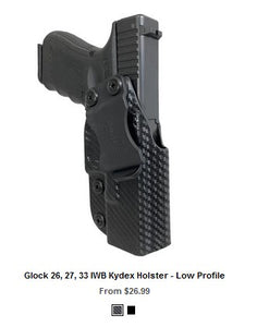 G26 Glock 26, 27, 33 IWB Kydex Holster - Low Profile - IWB Holsters