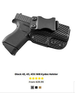 G42 Glock 42, 43, 43X IWB Kydex Holster - Low Profile - IWB Holsters