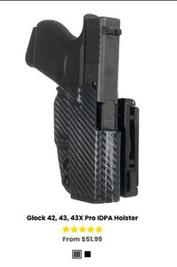 G42 Glock 42, 43, 43X Pro IDPA Holster - OWB Holsters