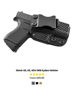 G43 Glock 42, 43, 43X IWB Kydex Holster - Low Profile - IWB Holsters