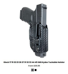 G45 Glock 17 19 22 23 26 27 31 32 33 44 45 IWB Kydex Tuckable Holster - IWB Holsters