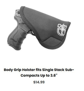 Kahr CW40 Body Grip Holster fits Single Stack Sub-Compacts Up to 3.6'' - IWB Holsters