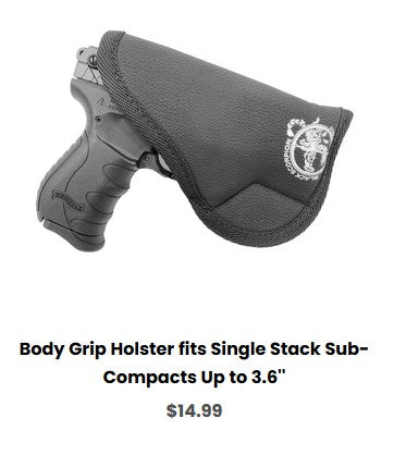 Kahr CW40 Body Grip Holster fits Single Stack Sub-Compacts Up to 3.6'' - IWB Holsters