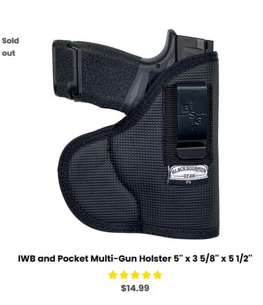 Ruger LC9s  IWB and Pocket Multi-Gun Holster 5'' x 3 5-8'' x 5 1-2' - IWB Holsters'