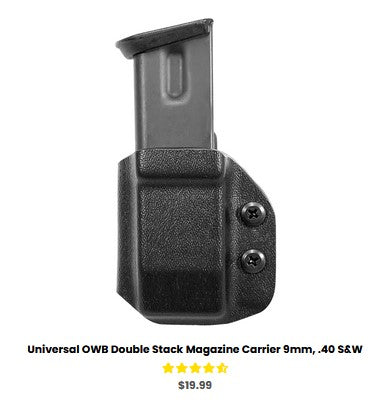 SSP320 - X5 Universal OWB Double Stack Magazine Carrier 9mm, .40 S&W- OWB Mag Carriers