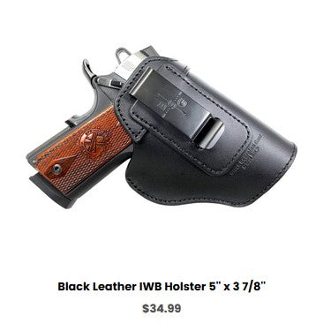 Springfield 1911 EMP - Black Leather IWB Holster 5'' x 3 7-8'' - IWB Holsters