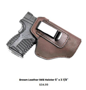 Springfield XD4 -Brown Leather IWB Holster 5'' x 3 7-8''  - IWB Holsters